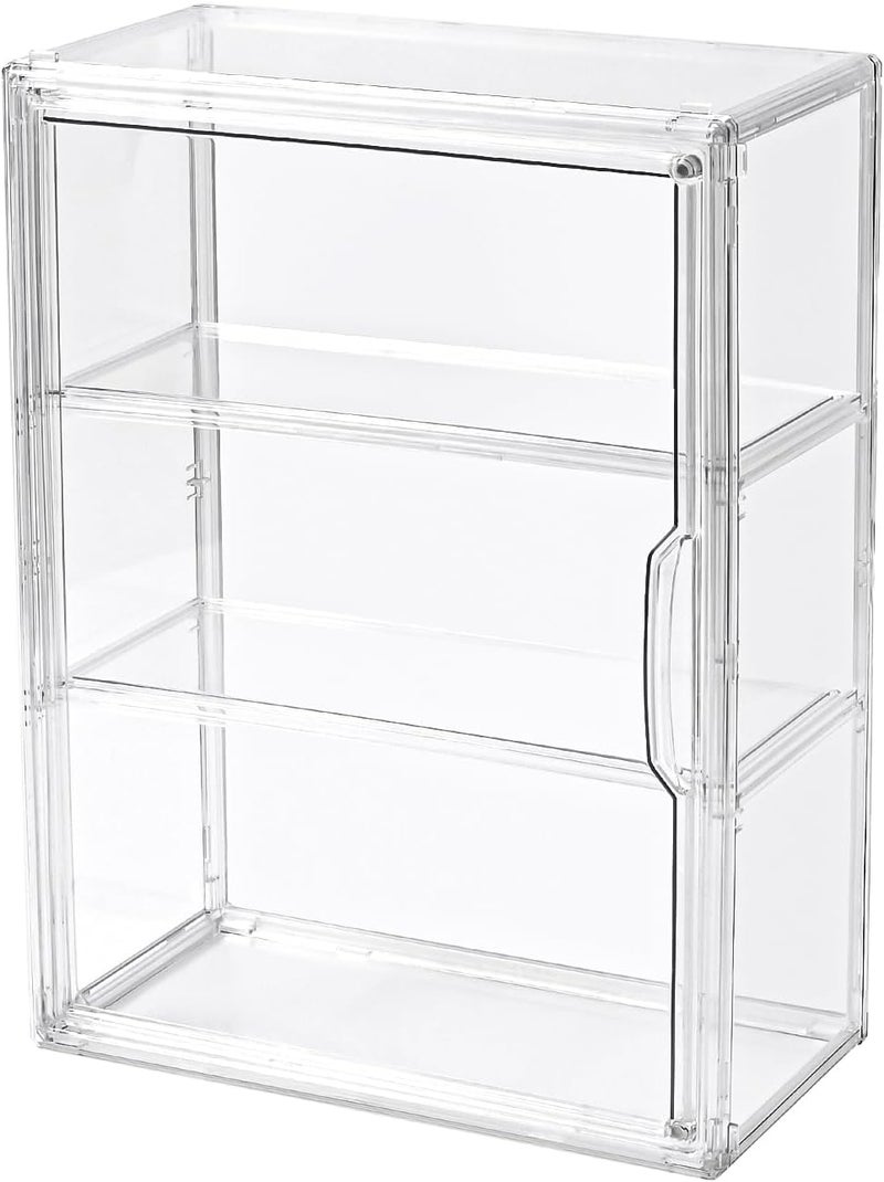 Uni HIMO 3 Tier Display Case for Collectibles,Clear Display Box with 2 Movable Plates ,Storage Container with Magnetic Door (Large 1 Pack) - Image 1